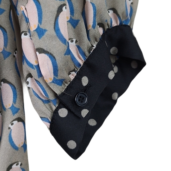 The Limited Semi Sheer Tan Papillon Bird Blouse Sm - Picture 4 of 4